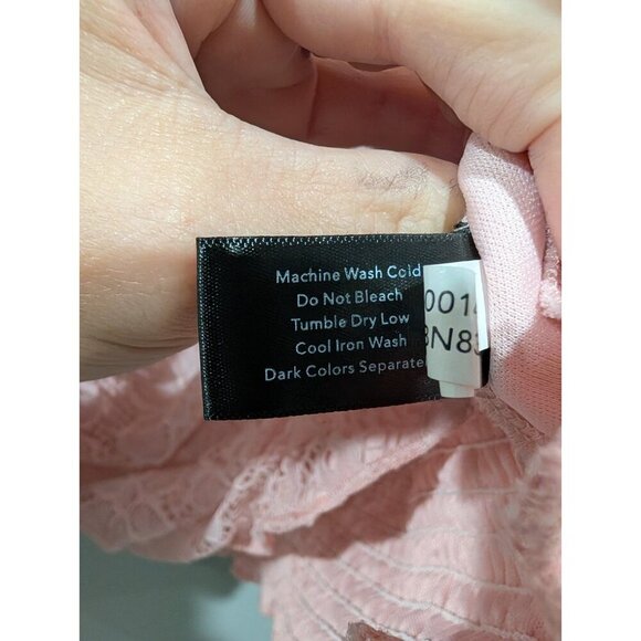 Boston Proper Women's Pink Floral Lace V-Neck Long-Sleeve Top Cinched Size S - Picture 6 of 16